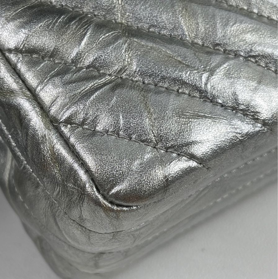 Chanel • 稀有金屬銀爆裂紋牛皮Cf 25 中號 🈶保卡-8