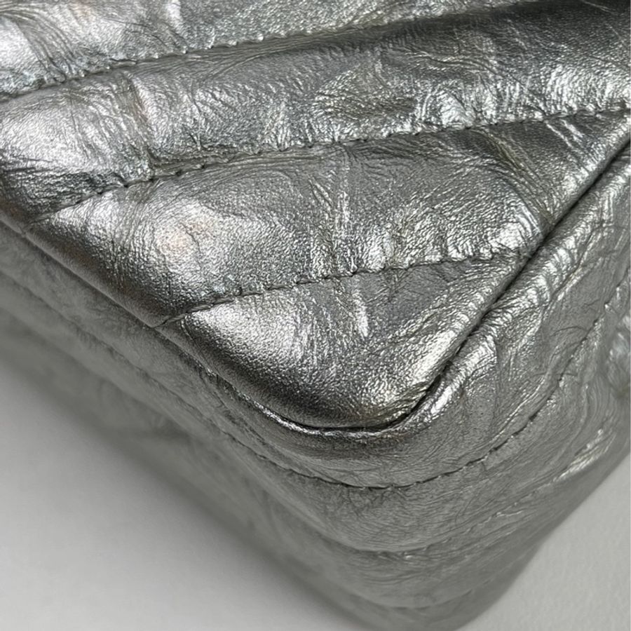 Chanel • 稀有金屬銀爆裂紋牛皮Cf 25 中號 🈶保卡-9