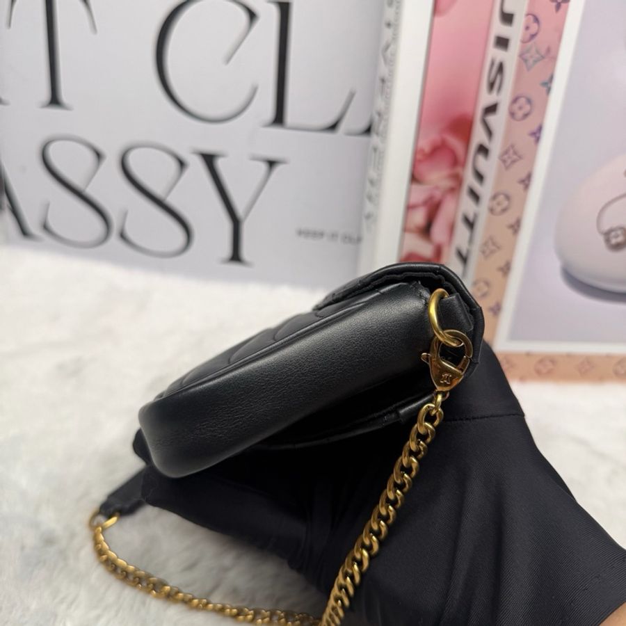 Louis Vuitton 路易威登 NEW WAVE黑色彩虹鏈條包 芯片 尺寸18×11×4-3