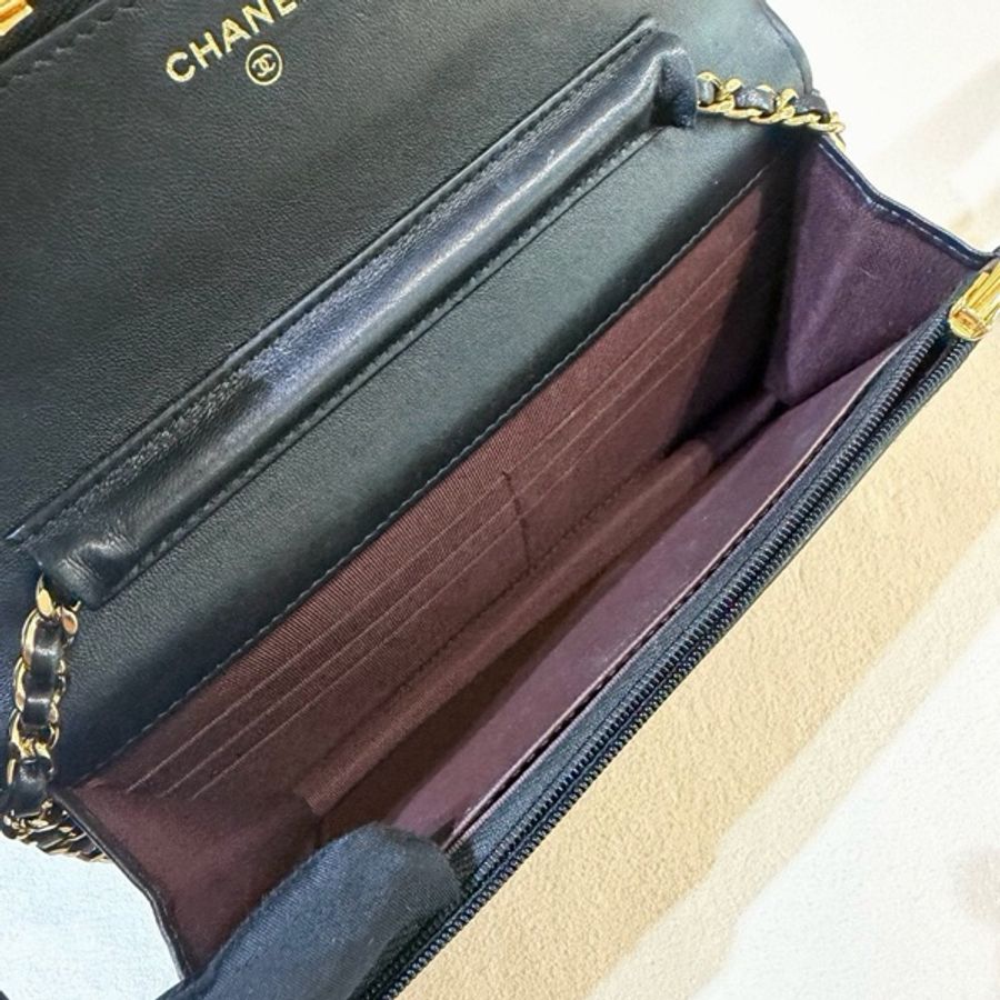 Chanel 香奈兒 發財包 黑金 羊皮 woc尺寸：19*3.5*12.3cm-8