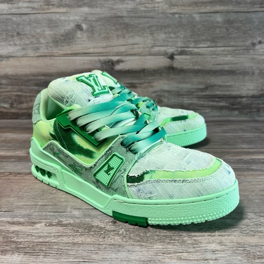 Louis Vuitton路易威登 trainer 丹寧 牛仔 綠色 40.5碼-1