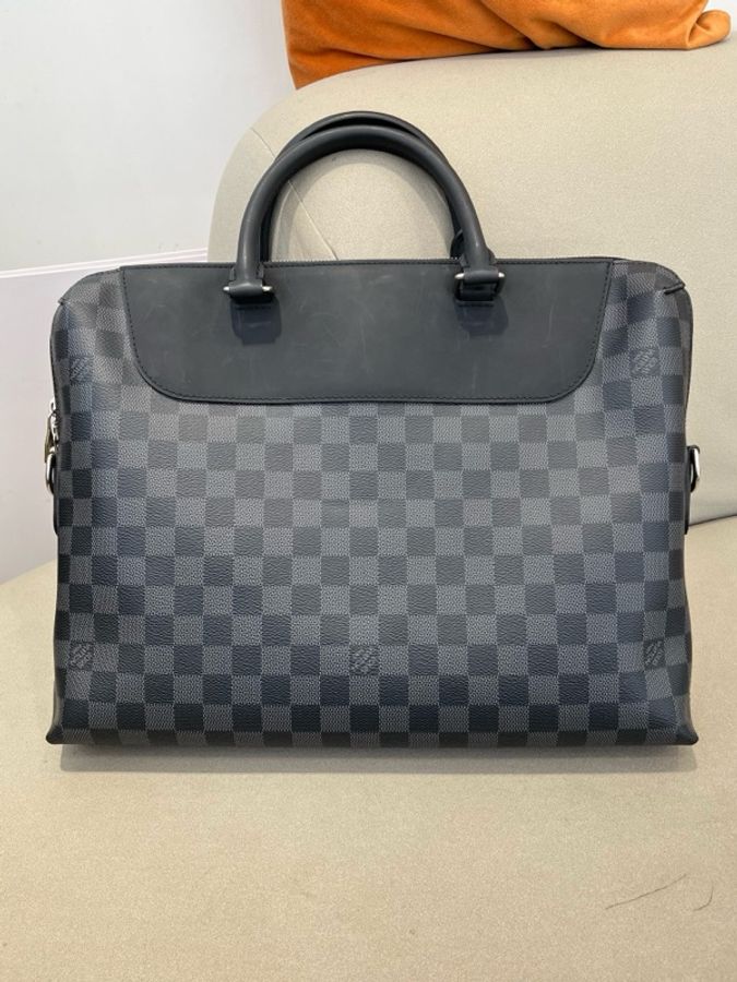 Louis Vuitton 路易威登 男士 黑棋盤公文包 有肩帶-1