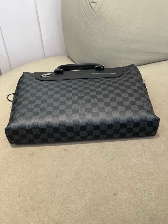 Louis Vuitton 路易威登 男士 黑棋盤公文包 有肩帶-4