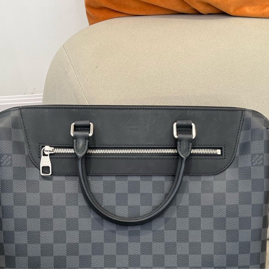 Louis Vuitton 路易威登 男士 黑棋盤公文包 有肩帶-8