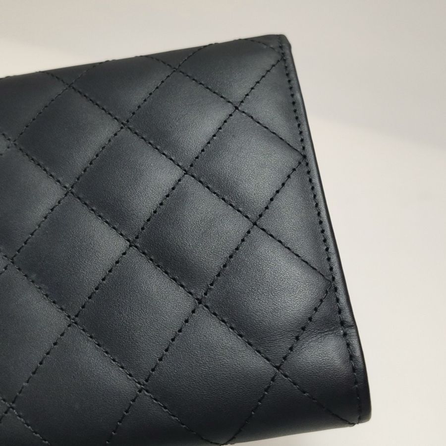 香奈兒Chanel 康鵬 黑色錢包 21開 口蓋錢包 尺寸10.5 × 19.3 × 3.0-6