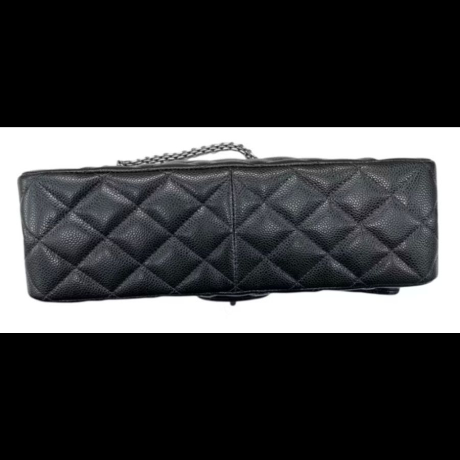 🔥【極少釋出 荔枝牛皮】Chanel 2.55 Reissue 32cm 黑銀復古方釦雙蓋包(14開)-1