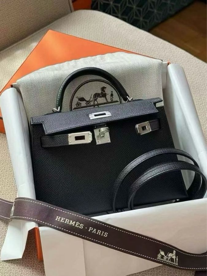 Hermes Mini Kelly 二代Epsom G 黑銀-0
