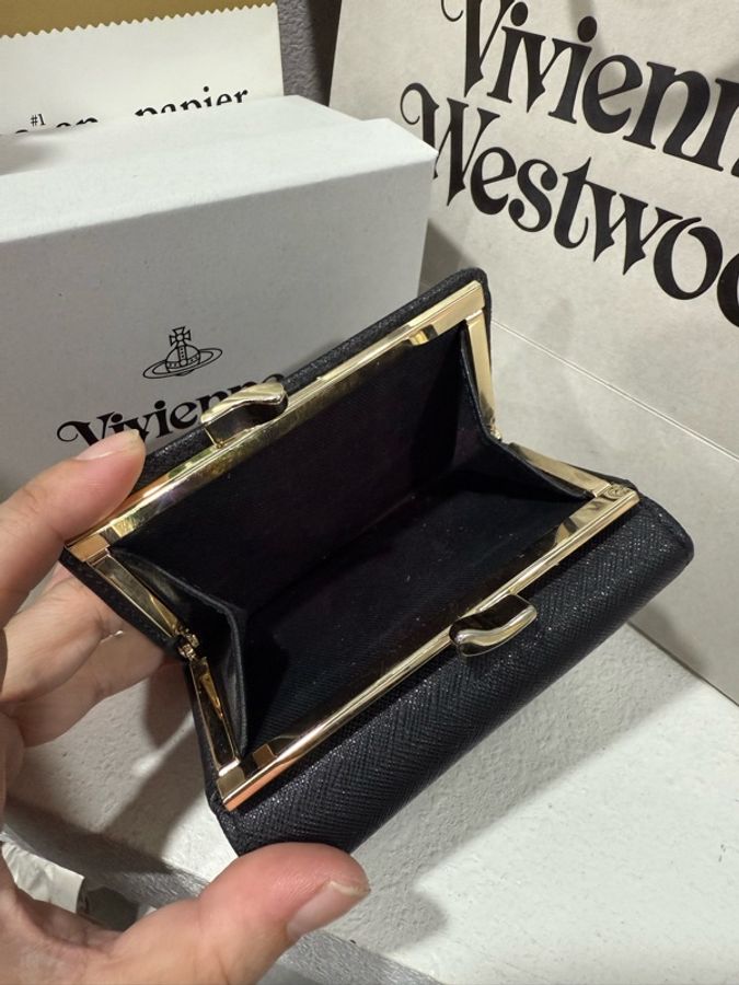二手Vivienne Westwood 西太后 十字紋防刮短夾-1