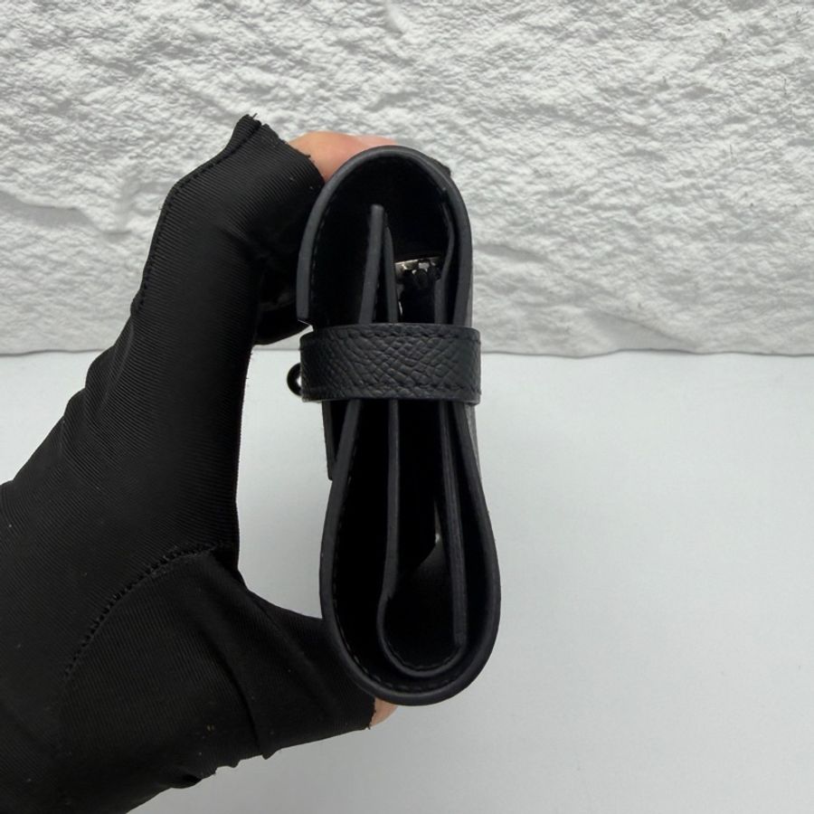 愛馬仕Hermes kelly long 三折錢包 黑色 銀扣 e皮 Stamp:C刻-2