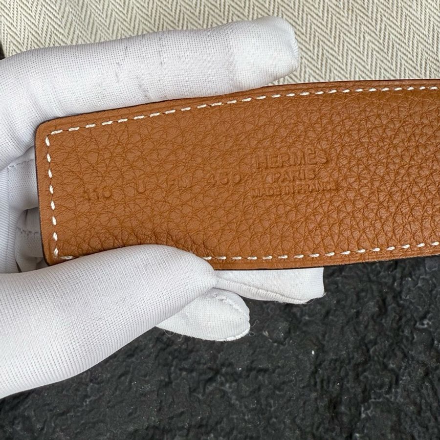 99新 HERMES/愛馬仕 經典金色H扣 黑色皮帶 110碼 U刻 寬度3.8cm 配件:塵袋-3