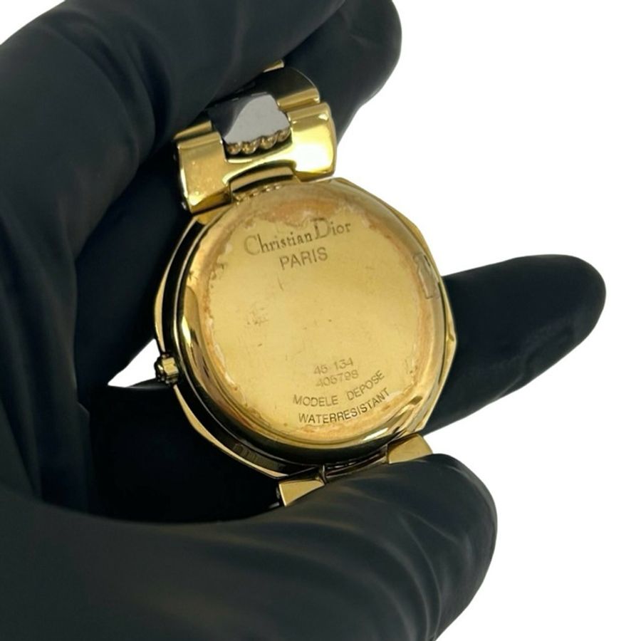 Christian Dior 復古八角形不鏽鋼石英腕錶 金色 31990-5