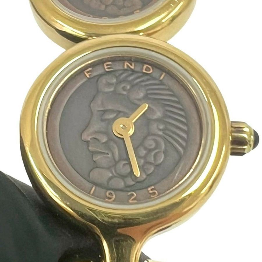 FENDI 600L 標誌錒刻鍍金石英腕錶手鐲金色 22368-3