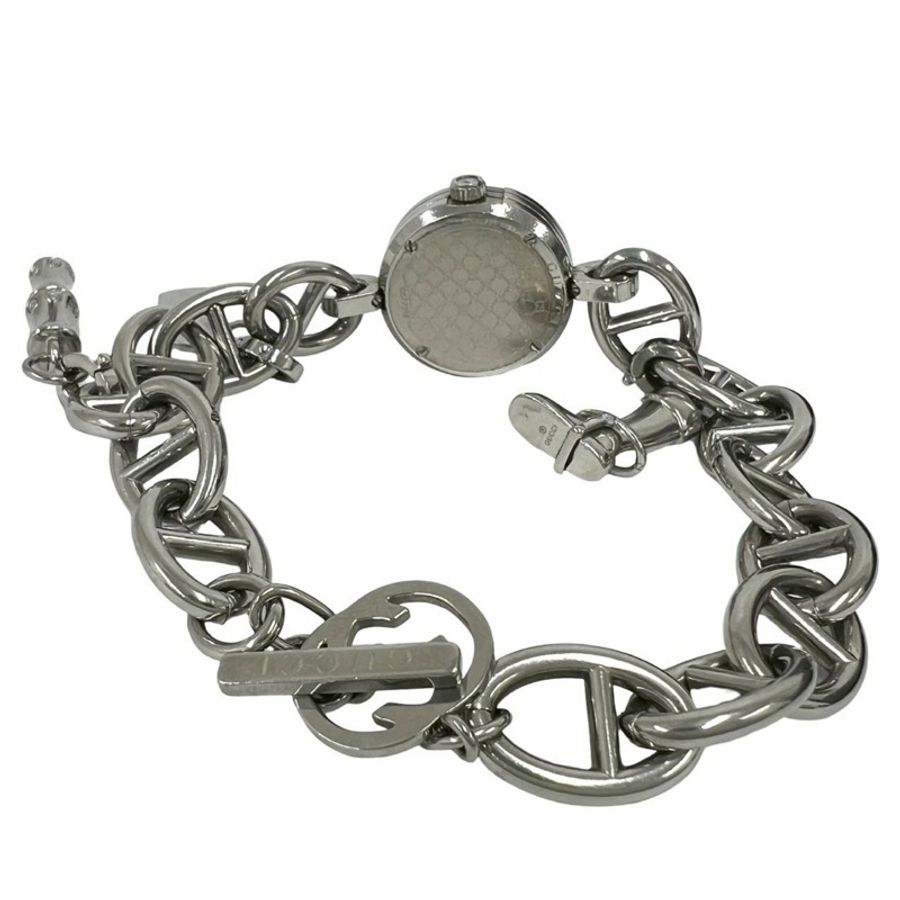 GUCCI Gucci Logo Charm 不鏽鋼石英腕錶 銀色 37369-7