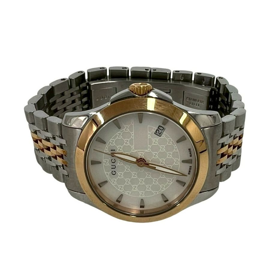 GUCCI GG Logo 不鏽鋼石英腕錶,銀色,32380-6