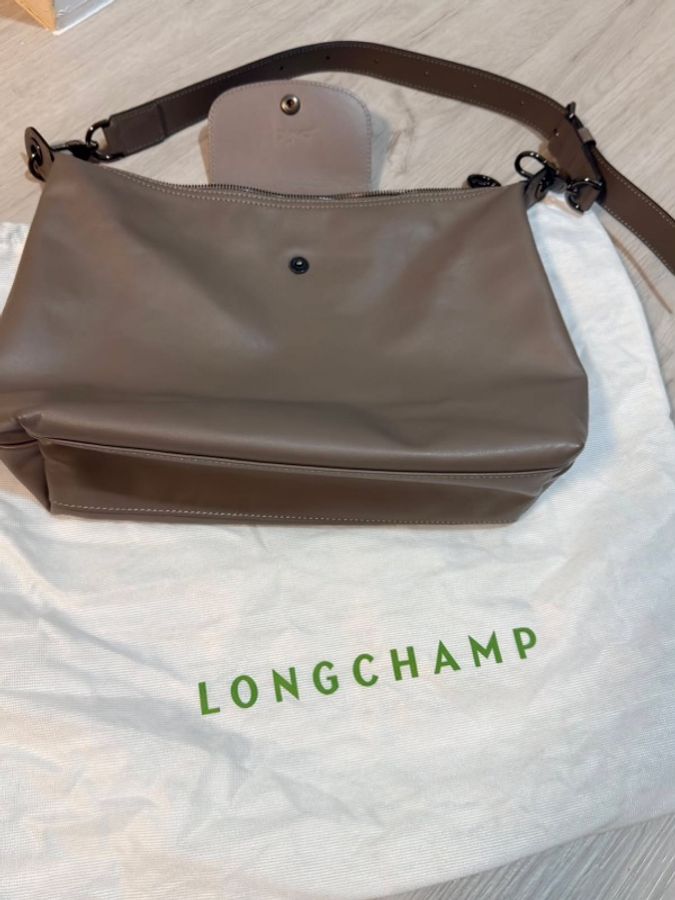 可議)Longchamp LE PLIAGE XTRA hobo半月形單肩包 M 斑鳩灰 牛皮-8