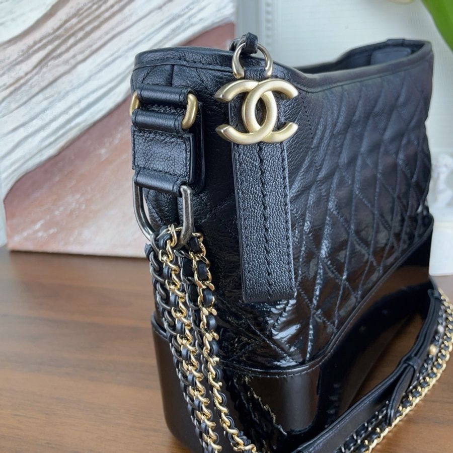 Chanel 香奈兒 黑金流浪大號 漸變拼漆皮底座 25開-6