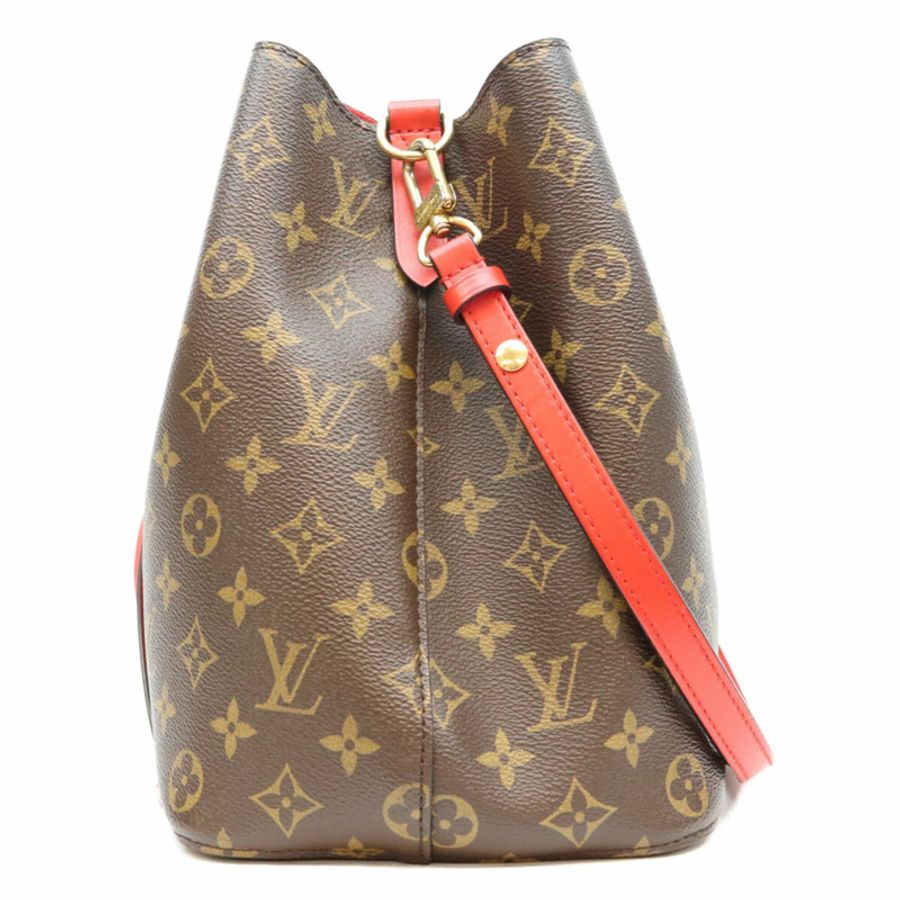 路易威登 M44021 Monogram Coquelicot 紅色 NeoNoe MM 肩背包 棕色金色五金 女士-1