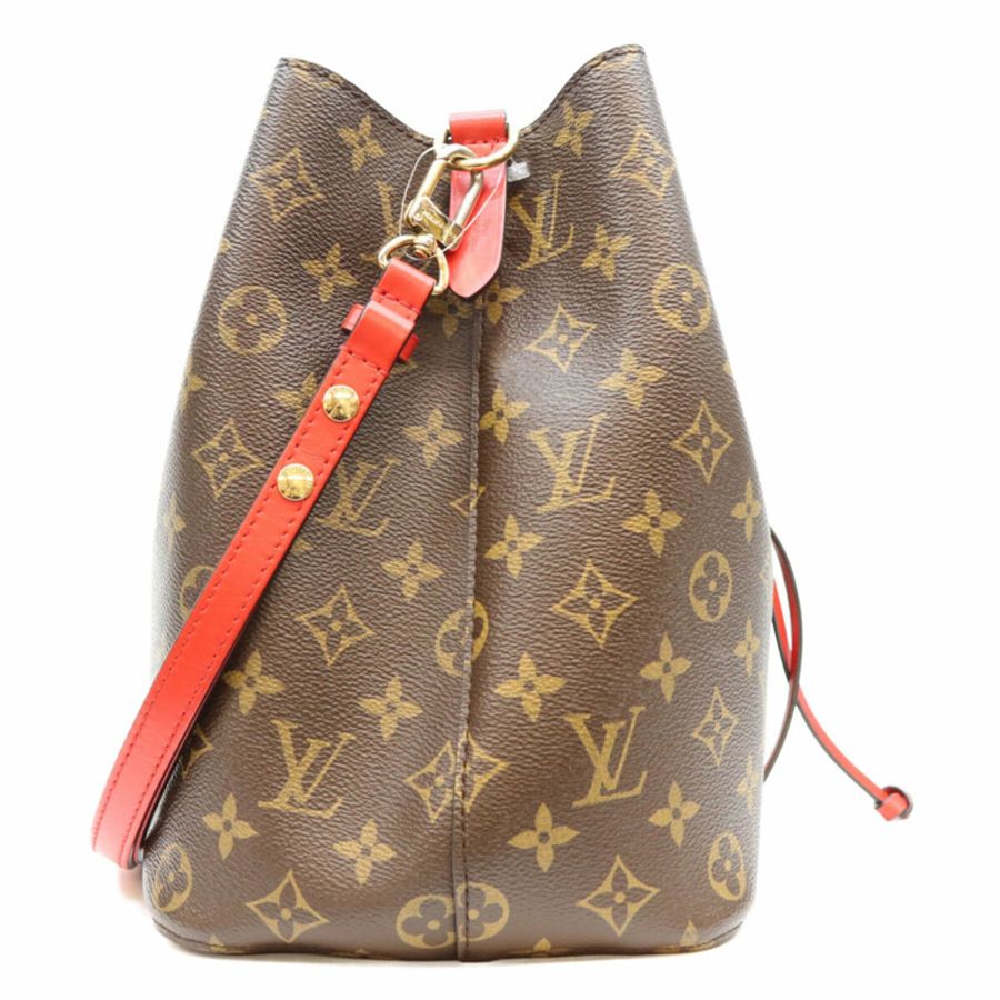 路易威登 M44021 Monogram Coquelicot 紅色 NeoNoe MM 肩背包 棕色金色五金 女士-3