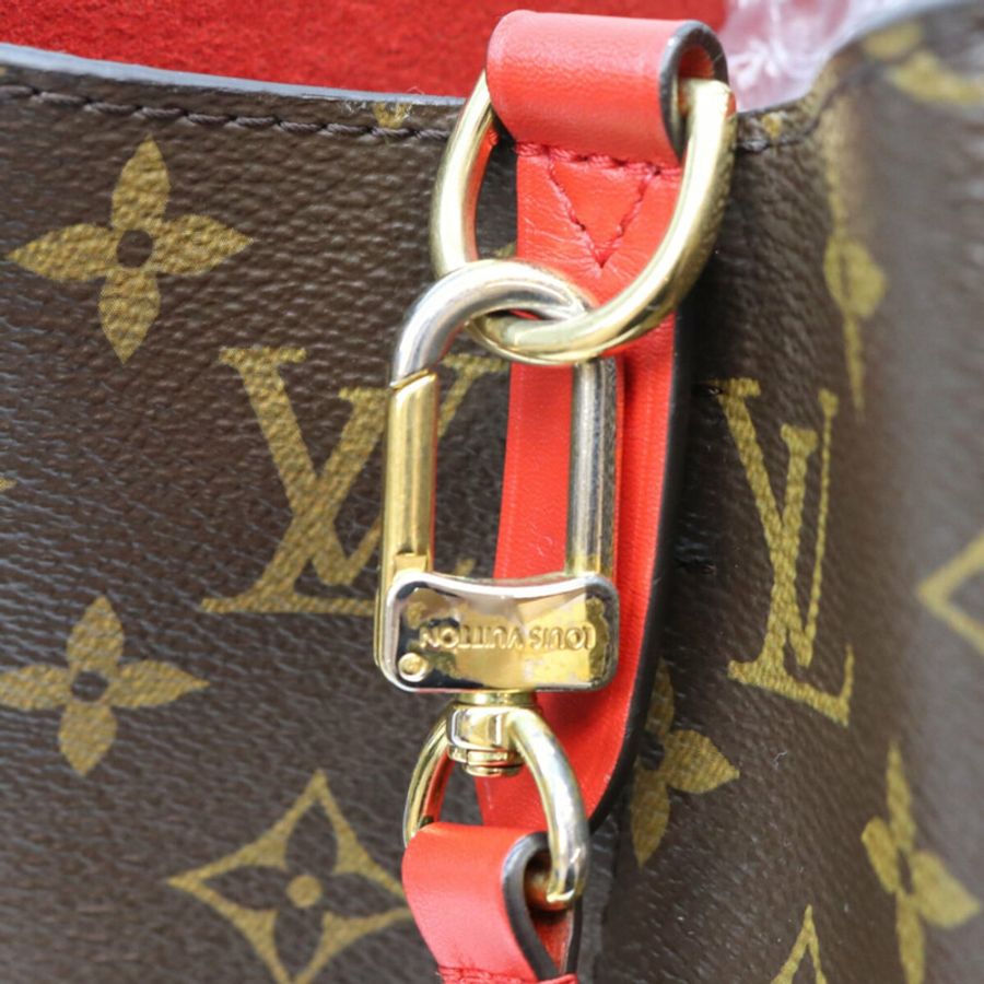 路易威登 M44021 Monogram Coquelicot 紅色 NeoNoe MM 肩背包 棕色金色五金 女士-5
