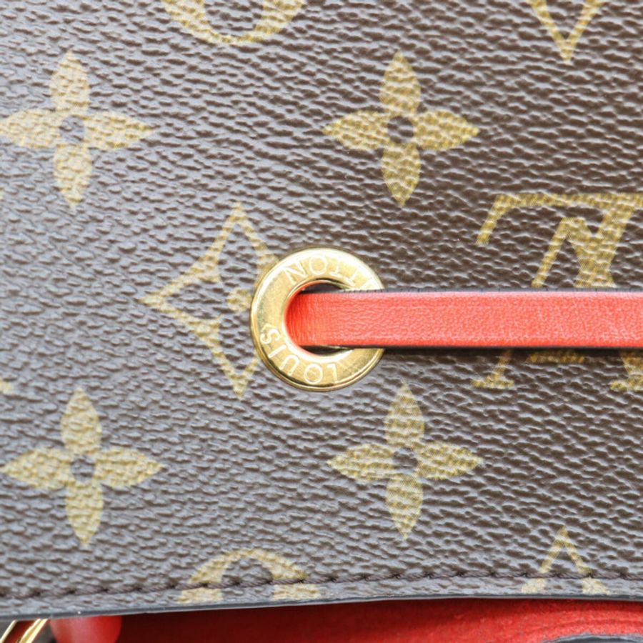 路易威登 M44021 Monogram Coquelicot 紅色 NeoNoe MM 肩背包 棕色金色五金 女士-6