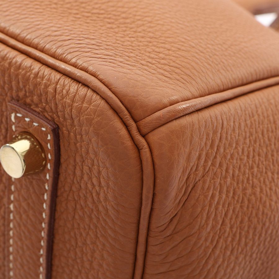 HERMES 愛馬仕 Birkin 30 Togo牛皮 柏金包 金棕色 金釦 X刻 手提包-10