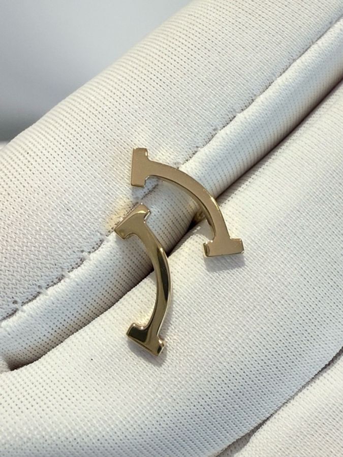 Tiffany 蒂芙尼笑臉耳釘 18K黃金 大U 帶盒 有一隻耳帽非原裝 材質是18K金-4