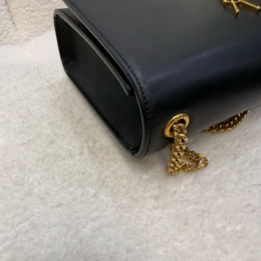 YSL黑金牛皮流蘇下蓋鏈包-12