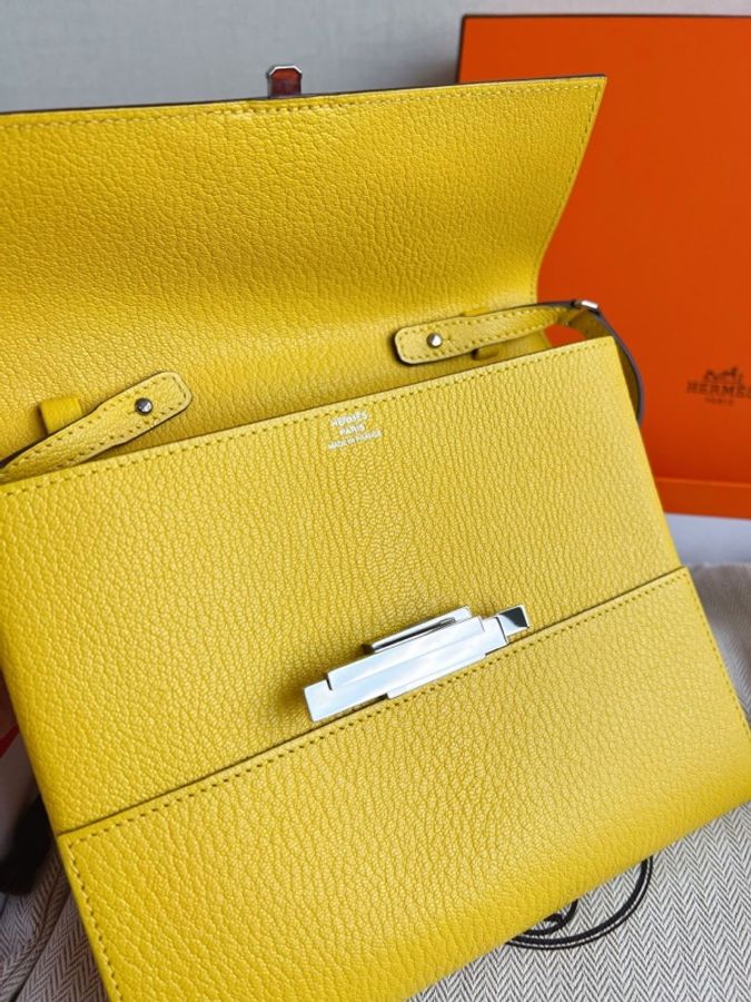 Hermes 愛馬仕 D 刻 檸檬黃 cinhetic 可斜挎單肩-2