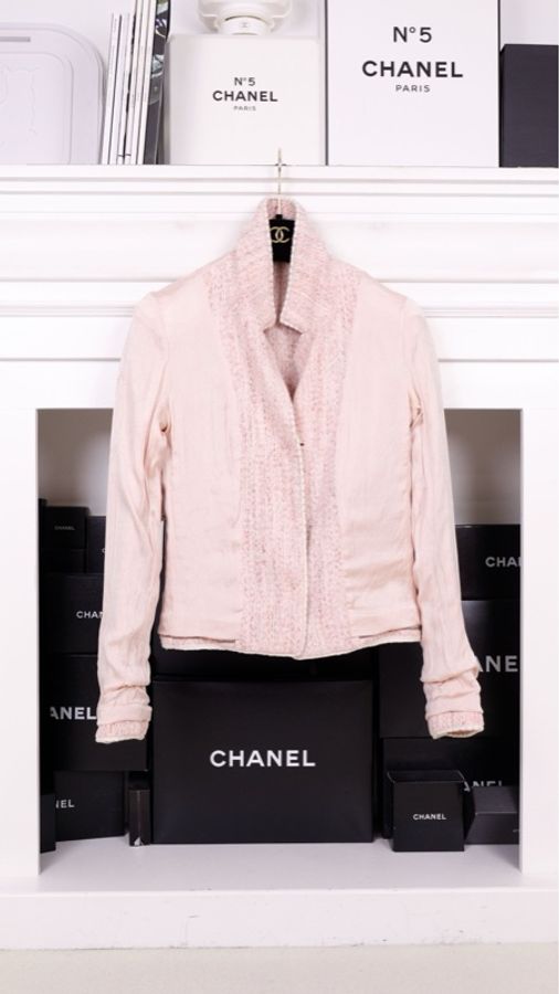Chanel 05年粉色两口袋西装外套-6