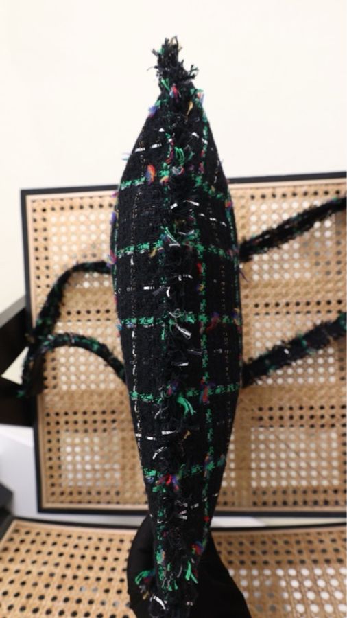 Chanel 黑绿格纹织物机器人tote包单肩包-3