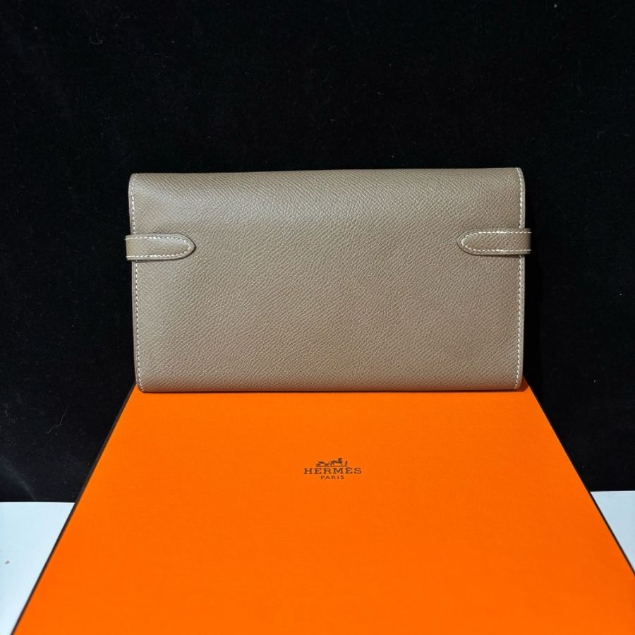 Hermes/愛馬仕 大象灰銀扣Kelly錢包 A刻-1