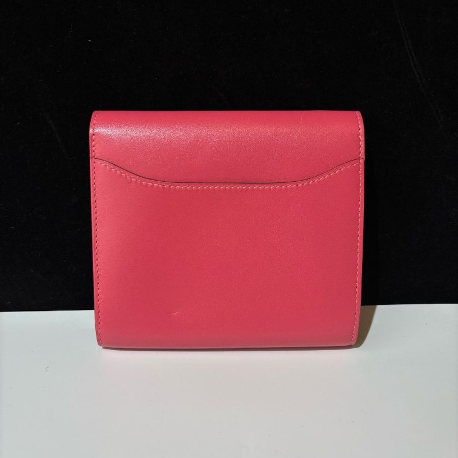 Hermes/愛馬仕 粉色銀扣康康錢包 ec皮 A刻-1
