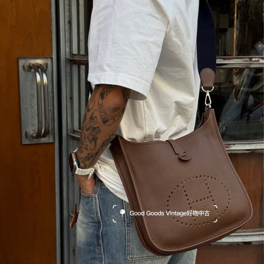 《仙闆名牌精品》Hermes 愛馬仕 Evelyne 29 PM Havana 哈瓦那色 咖啡 肩背包 斜背包 手提包-7