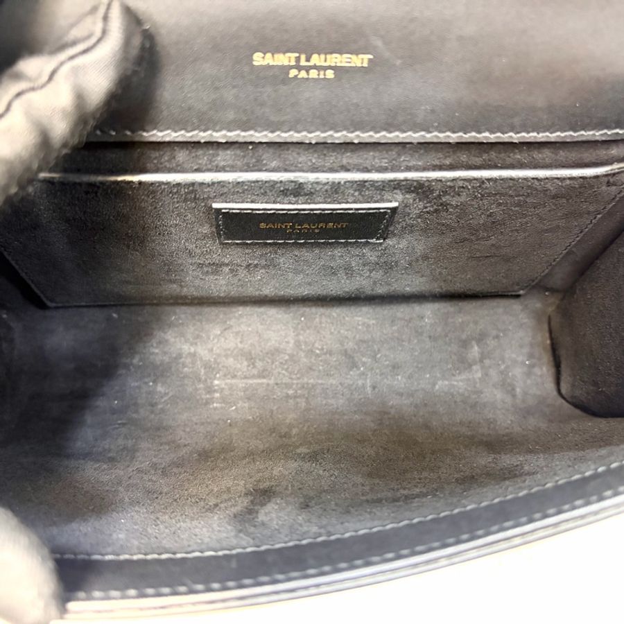 YSL黑金牛皮流蘇下蓋鏈包354119-35