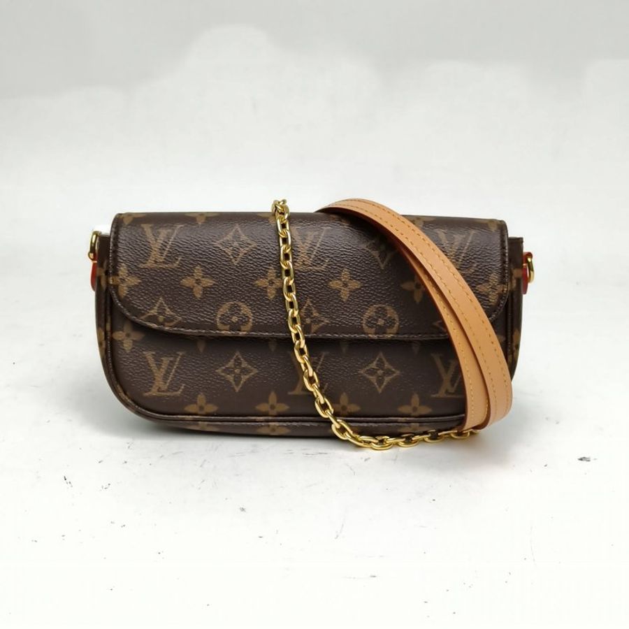 LOUIS VUITTON IVY鏈條腋下包老花PVC金扣晶片肩背包-0