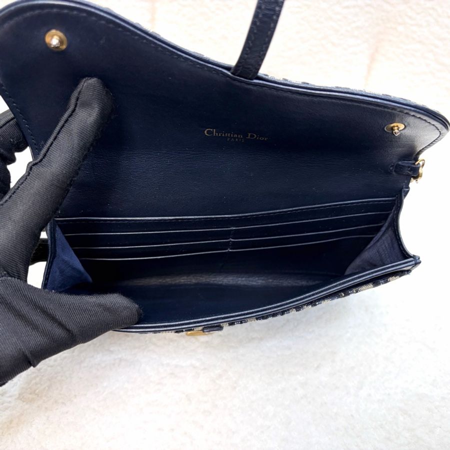 DIOR藍色緹花布Saddle WOC鏈包S5614CTZQ-5