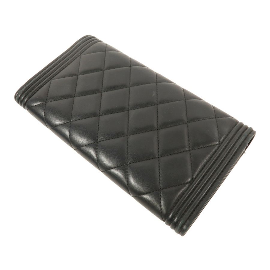 CHANEL 羊皮皮革Boy Long Wallet長錢包-5