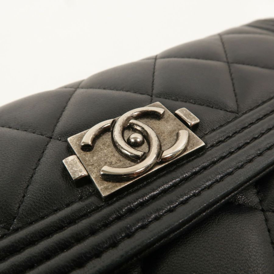 CHANEL 羊皮皮革Boy Long Wallet長錢包-10