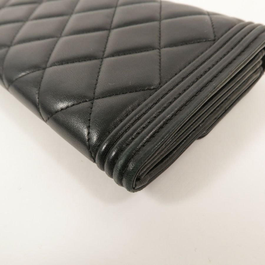 CHANEL 羊皮皮革Boy Long Wallet長錢包-16