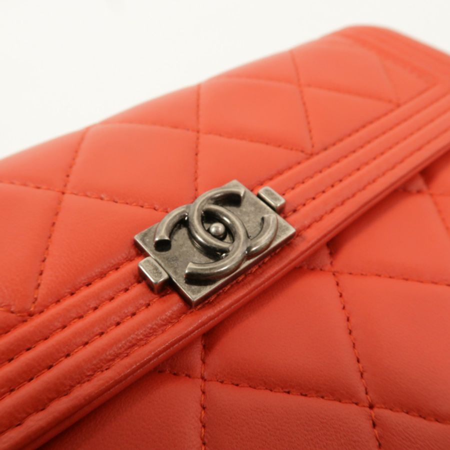 CHANEL 羊皮皮革Boy Long Wallet長錢包-10