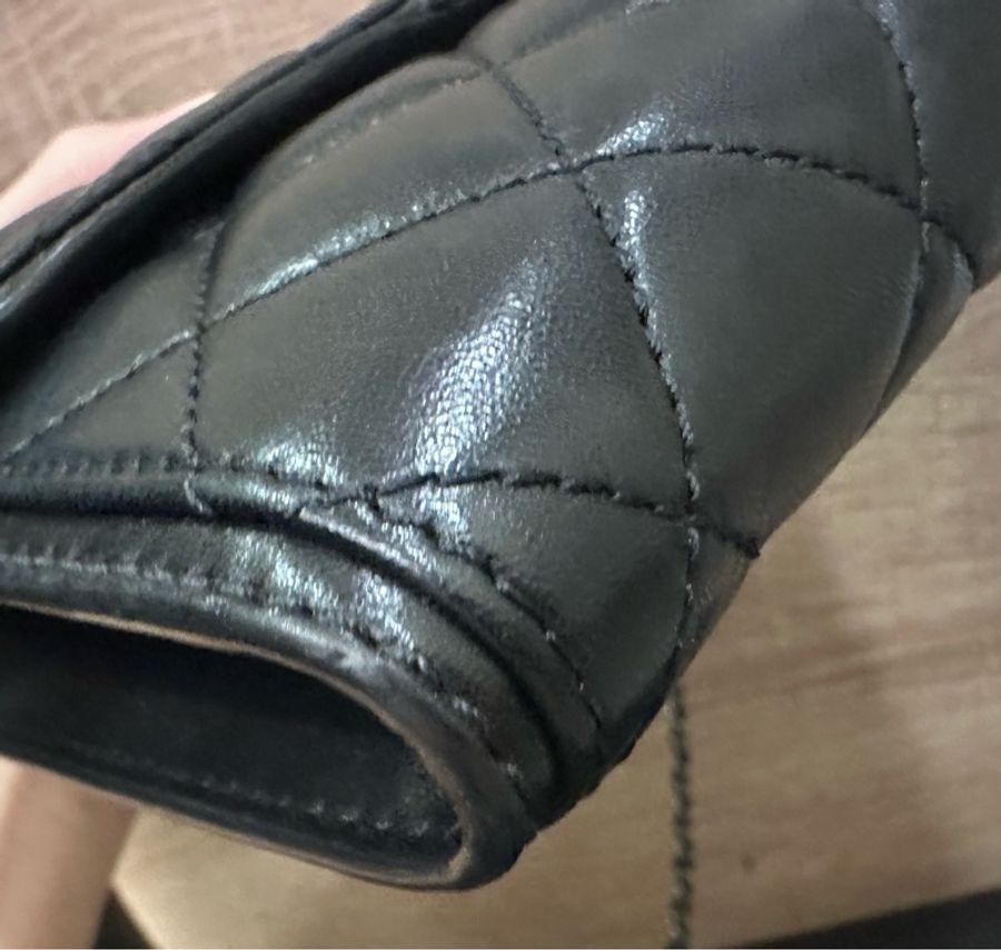 Chanel vintage black 黑銀皮鏈包-8
