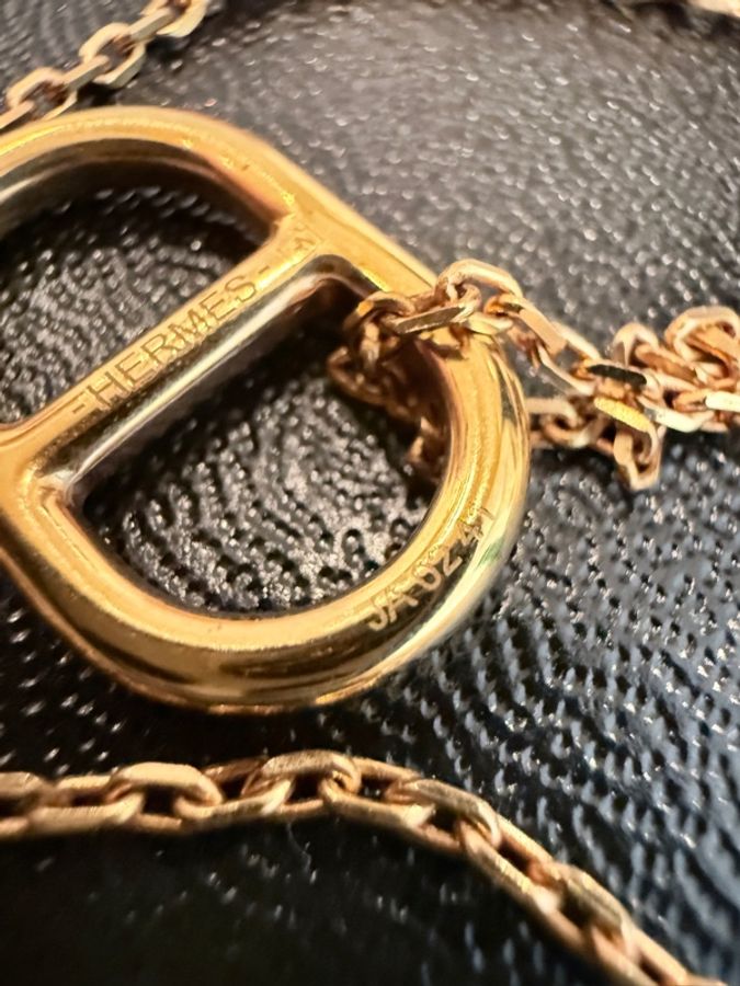 Hermes✨ O'maillon 豬鼻品皮革項鍊 金棕色-16