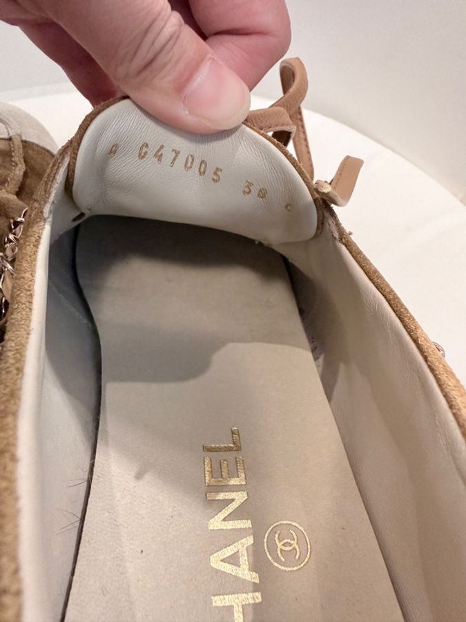 Chanel✨26C AG47005 麂皮拼接鏈條樂福鞋休閒鞋 #38C-17