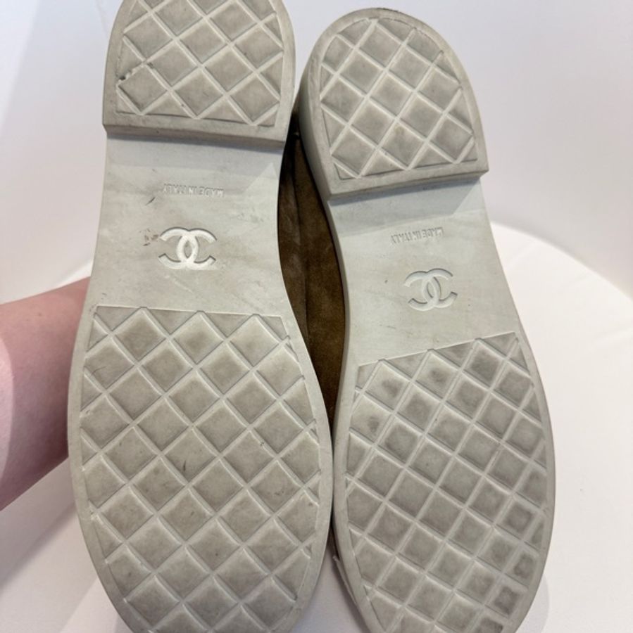 Chanel✨26C AG47005 麂皮拼接鏈條樂福鞋休閒鞋 #38C-20