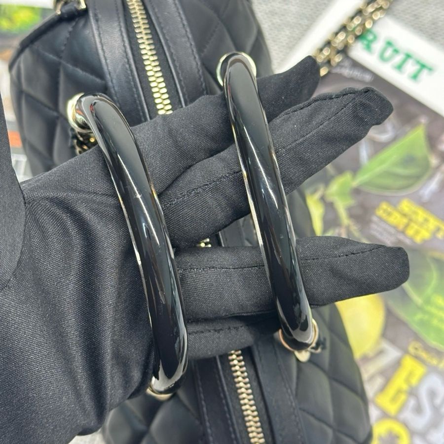 Chanel/香奈兒 黑金亞克力手柄保齡球包25C手提包斜背包 芯片款 19cm-7