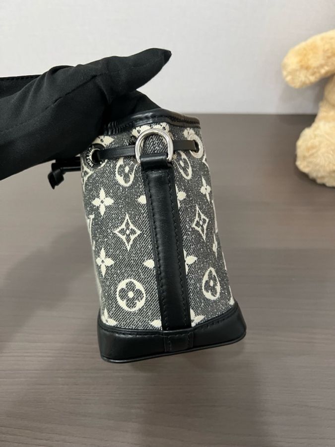 LV/路易威登 灰丹寧noe手提小水桶包手提包單肩包斜挎包 芯片款-4