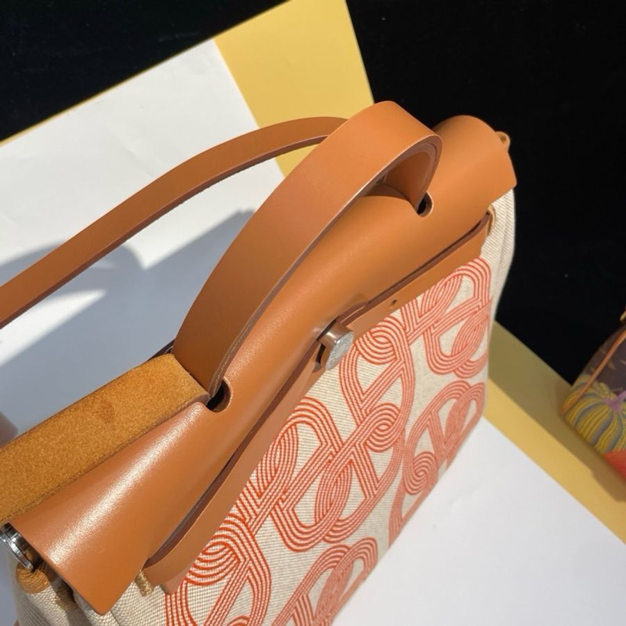 Hermes 愛馬仕 Herbag zip31 限量版豬鼻子24賽道銀扣帆布拼牛皮手提包單肩包斜挎包-5