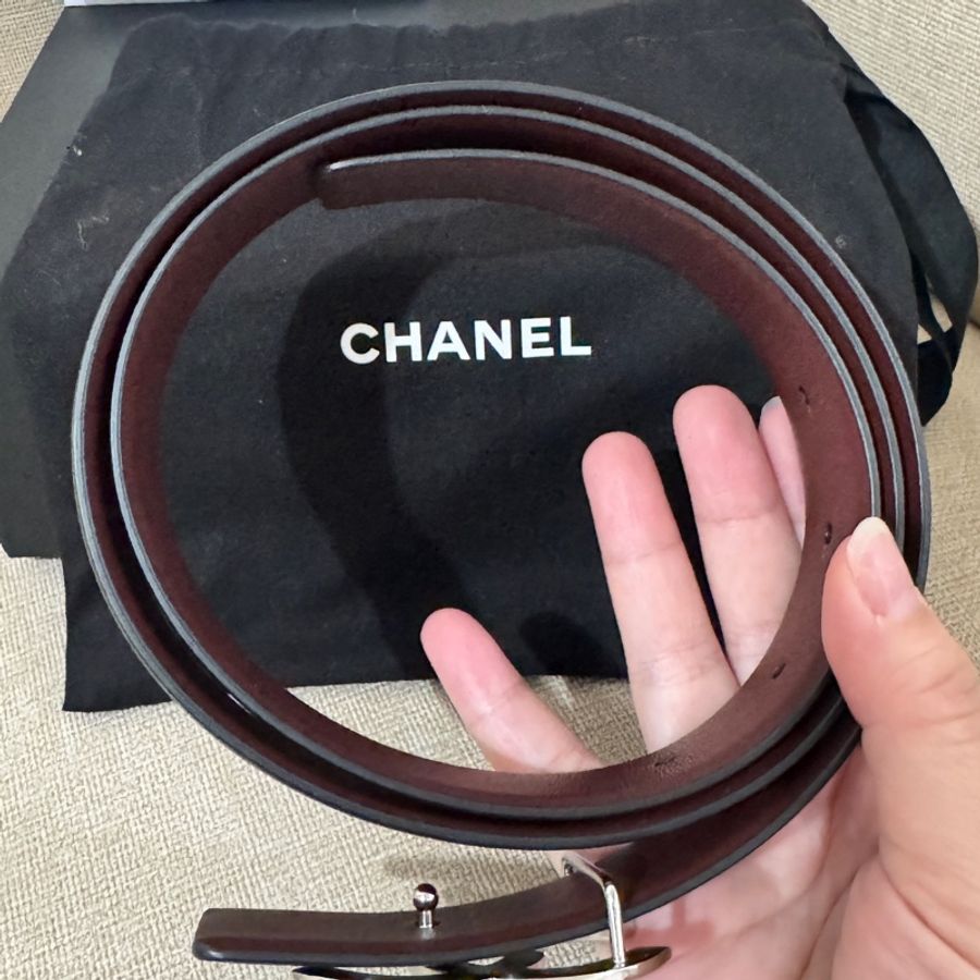 Chanel銀扣雙面皮帶-2