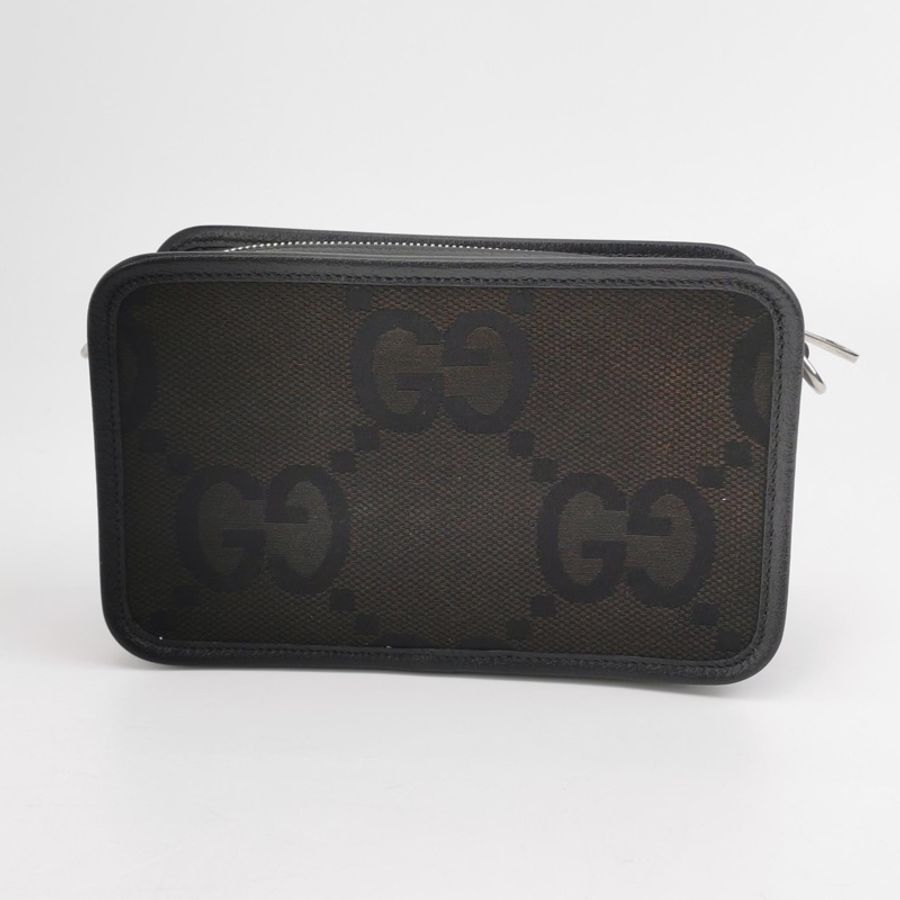 Gucci | 古馳黑色雙G帆布相機包 底長22-3