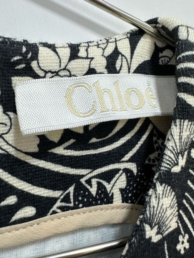Chloe黑色印花無袖連身裙 34碼-3